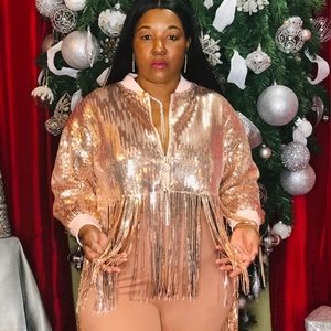 Sequin  Jacket.  Rosegold